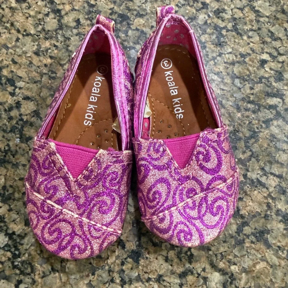 Koala Kids Girls Purple Pink Glitter Swirl Slip On Flats Shoes Size 3 763454CNE